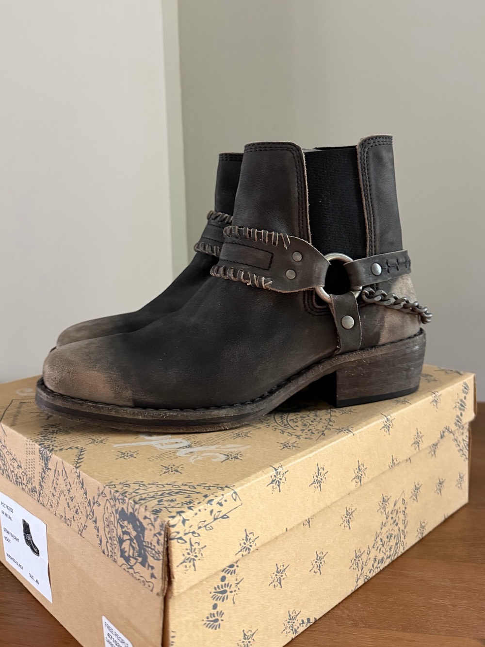 Free People Stony Desert Distressed Leather Ankle Booties